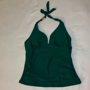 Swim womens size large Elegant Green halter  Top-bathing suit top